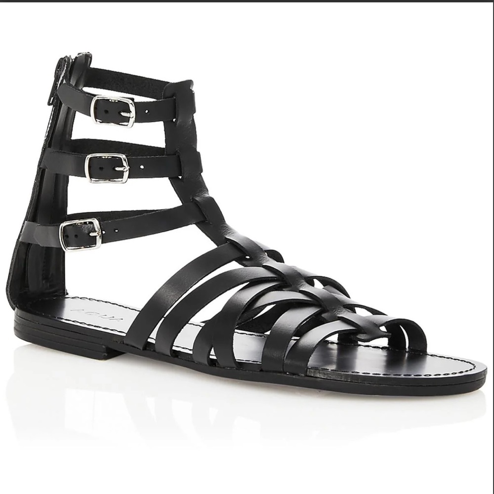 NWT Aqua Black Leather Gladiator Sandals size 7